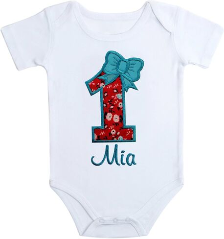 Funny Girl Designs Embroidered First Birthday Year 1 Bodysuit for Baby Girls Personalized with Your CUSTOM NAME in Saudi Arabia