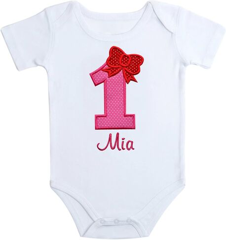 Funny Girl Designs Embroidered First Birthday Year 1 Bodysuit for Baby Girls Personalized with Your CUSTOM NAME in Saudi Arabia