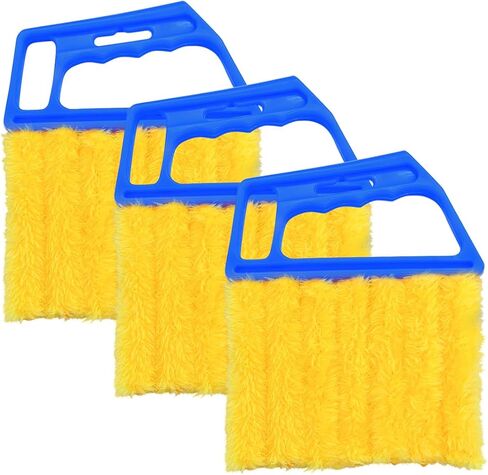 3PCS Blind Cleaner Duster Tool, 7 Fingers Microfiber Handheld Shutter Cleaning Brush for Car Air Conditioner, Detachable Auto Air Vent Dusting Cleaner, Universal for Most Vehicles (Orange) in Saudi Arabia
