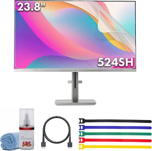 HP Series 5 524SH 23.8" Full HD (1920×1080) Monitor | IPS Display, 100Hz, Slim Bezel, Eye Comfort Tech, Height Adjustable Stand & HDMI Connection, Replaces M24H (94C19AA#ABA) + Screen Protector + More in Kuwait