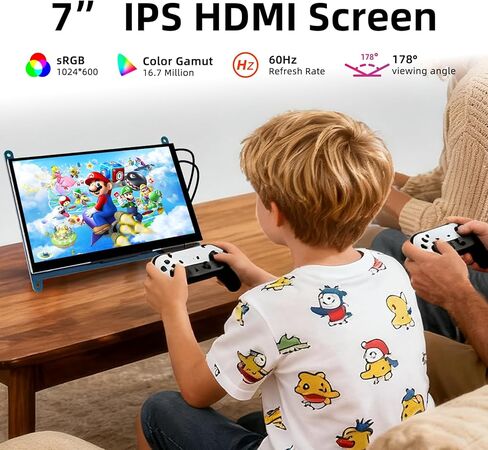 7 Inch Screen for Raspberry Pi, 1024×600 IPS HDMI Capacitive Screen LCD Display, Mini Portable Monitor Compatible with Raspberry Pi 5/4/3 BB Black Banana Pi Win11/10/8/7 (Non-Touch) in Saudi Arabia