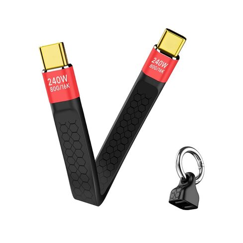كابل Thunderbolt 5 USB-C قصير: نقل بيانات USBC 5 بوصة بسرعة 80 جيجابت في الثانية - شحن سريع 240 وات PD (أسود) in Kuwait
