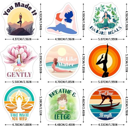 SigyoJeom 200PCS Yoga Stickers for Water Bottles Laptops Journals, Waterproof Meditation & Mindfulness Vinyl Decals, Bulk Gifts for Yoga Lovers Women Men in Kuwait