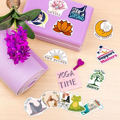 SigyoJeom 200PCS Yoga Stickers for Water Bottles Laptops Journals, Waterproof Meditation & Mindfulness Vinyl Decals, Bulk Gifts for Yoga Lovers Women Men in Kuwait