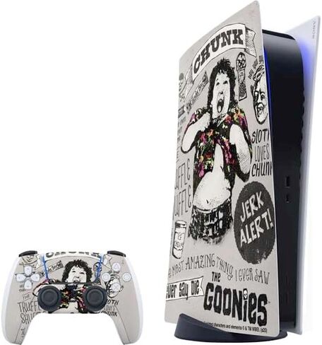 ملصق Skinit المخصص للألعاب متوافق مع حزمة PS5 - مرخص رسميًا من Warner Bros The Goonies (1985) تصميم خريطة Goonies Skull in Saudi Arabia