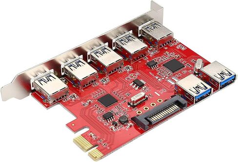 PCI to USB Adapter Expansion Board 5 Port USB 3.0 and 2 Port USB 3.0 Built in RJ45 1Gbps VIA Chipset High Speed Data Transfer for Desktop PC Computer Upgrade in Saudi Arabia