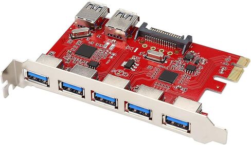 PCI to USB Adapter Expansion Board 5 Port USB 3.0 and 2 Port USB 3.0 Built in RJ45 1Gbps VIA Chipset High Speed Data Transfer for Desktop PC Computer Upgrade in Saudi Arabia