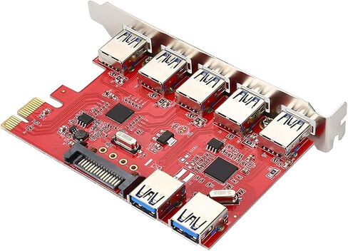 PCI to USB Adapter Expansion Board 5 Port USB 3.0 and 2 Port USB 3.0 Built in RJ45 1Gbps VIA Chipset High Speed Data Transfer for Desktop PC Computer Upgrade in Saudi Arabia
