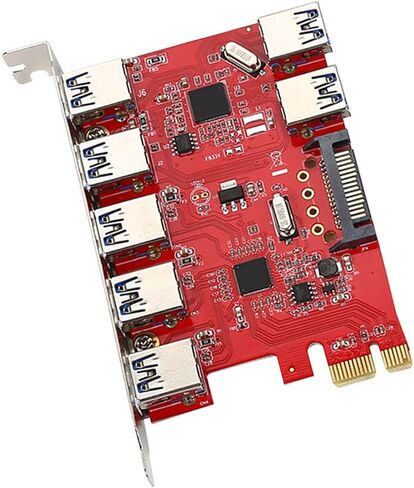 PCI to USB Adapter Expansion Board 5 Port USB 3.0 and 2 Port USB 3.0 Built in RJ45 1Gbps VIA Chipset High Speed Data Transfer for Desktop PC Computer Upgrade in Saudi Arabia