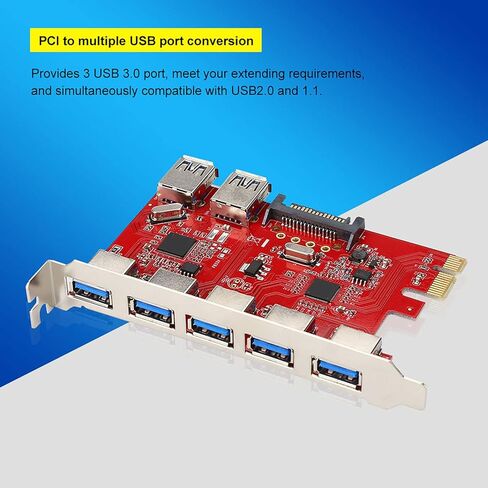 PCI to USB Adapter Expansion Board 5 Port USB 3.0 and 2 Port USB 3.0 Built in RJ45 1Gbps VIA Chipset High Speed Data Transfer for Desktop PC Computer Upgrade in Saudi Arabia