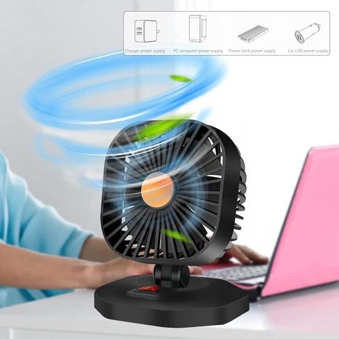 USB سيارة مروحة ABS 360 درجة للتدوير برأس واحد USB شحن سيارة صغيرة مروحة التبريد 5V 2A قابل للتعديل سطح المكتب مروحة للسيارة مكتب الاستخدام المنزلي in Saudi Arabia