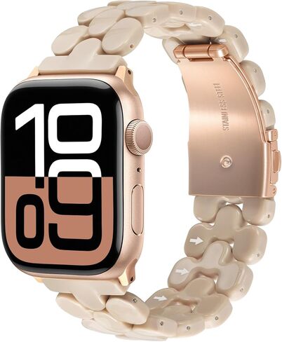 V-MORO Compatible with Apple Watch Band 40mm/41mm/42mm/38mm Women Resin Strap Fashion Dressy Fancy Bracelet lightweight Cute Wristband for iWatch Bands Series 11 10 9 8 7 6 5 4 3 2 1 SE(Black Floral) in Saudi Arabia