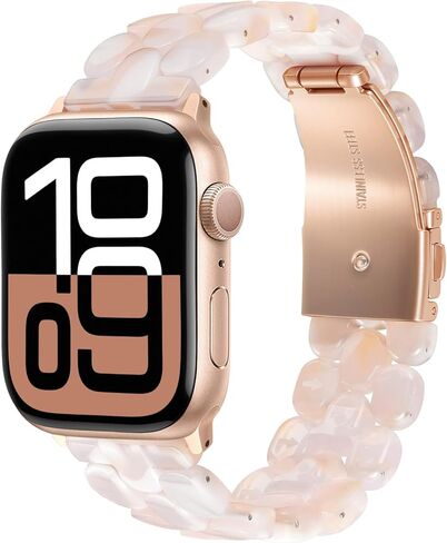 V-MORO Compatible with Apple Watch Band 40mm/41mm/42mm/38mm Women Resin Strap Fashion Dressy Fancy Bracelet lightweight Cute Wristband for iWatch Bands Series 11 10 9 8 7 6 5 4 3 2 1 SE(Black Floral) in Saudi Arabia