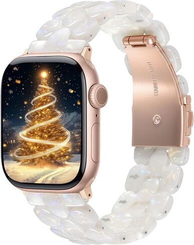V-MORO Compatible with Apple Watch Band 40mm/41mm/42mm/38mm Women Resin Strap Fashion Dressy Fancy Bracelet lightweight Cute Wristband for iWatch Bands Series 11 10 9 8 7 6 5 4 3 2 1 SE(Black Floral) in Saudi Arabia
