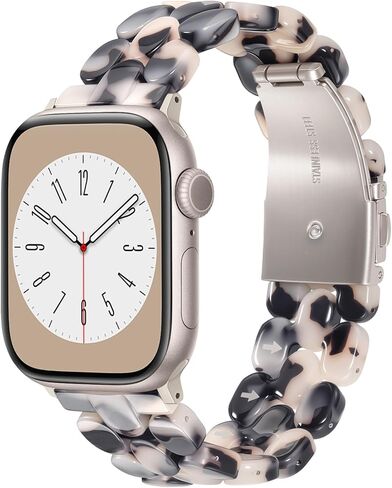 V-MORO Compatible with Apple Watch Band 40mm/41mm/42mm/38mm Women Resin Strap Fashion Dressy Fancy Bracelet lightweight Cute Wristband for iWatch Bands Series 11 10 9 8 7 6 5 4 3 2 1 SE(Black Floral) in Saudi Arabia
