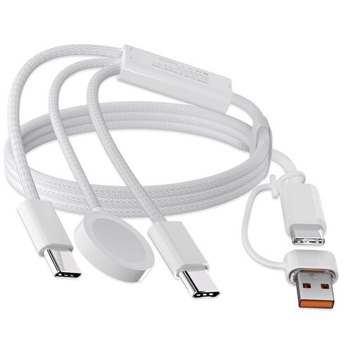 Travel Essentials for Apple Watch Charger, 100W 3 in 2 Dual USB C Multi Fast Charging Cable Portable USB C Cord for iPhone 17/16/15, iPad Pro, MacBook, Samsung, Google Pixel, iWatch Ultra/Series 1-10 in Saudi Arabia