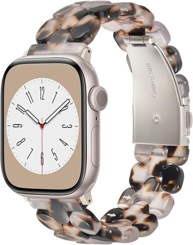 V-MORO Compatible with Apple Watch Band 40mm/41mm/42mm/38mm Women Resin Strap Fashion Dressy Fancy Bracelet lightweight Cute Wristband for iWatch Bands Series 11 10 9 8 7 6 5 4 3 2 1 SE(Black Floral) in Saudi Arabia