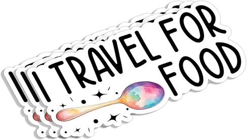(3pcs) I Travel for Food Sticker Funny Sarcastic Sayings Foodaholic Adventure Traveling Lover Vinyl Decal for Tumbler Laptop Kindle Water Bottles Books Phone - Size 3x1.3 Inches in Saudi Arabia