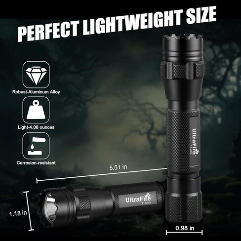 ULTRAFIRE مصباح يدوي أحمر تكتيكي، 620nm-630nm ضوء صيد LED أحمر عالي النقاء، فائق السطوع 218 ياردة وضع واحد طويل المدى للمراقبة الليلية ومفترس ذئب البراري (T1 Ultra-R) in Kuwait