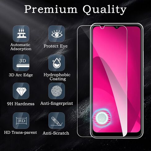 3 Pack Screen Protector for T-Mobile Revvl 7 5G+2 Pack Camera Lens Protector, Tempered Glass Film, Ultra HD 9H Hardness Case Friendly Anti Scratch Bubble Free Ultra Resistant in Saudi Arabia