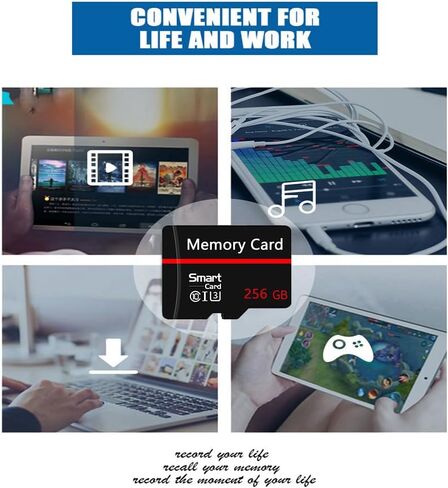 بطاقة ذاكرة 256 جيجا بايت بطاقة TF صغيرة بطاقة ذكية فائقة السرعة لهواتف Android وكاميرا الحركة والأجهزة اللوحية مساحة تخزين موسعة in Kuwait