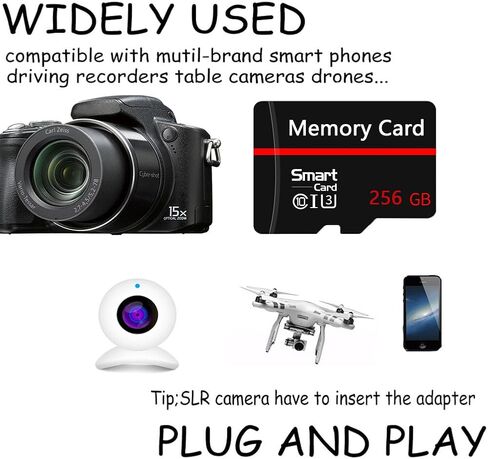 بطاقة ذاكرة 256 جيجا بايت بطاقة TF صغيرة بطاقة ذكية فائقة السرعة لهواتف Android وكاميرا الحركة والأجهزة اللوحية مساحة تخزين موسعة in Kuwait