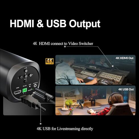 AVMATRIX FHD 4K Webcam with 1/1.28" Sensor, 10X Optical Zoom 75.4° Wide Angle ToF Auto Focus Streaming Camera with USB3.0 & HDMI Out Work with OBS Zoom Teams YouTube/Twitch/Facebook EGALE T10-4K in Saudi Arabia
