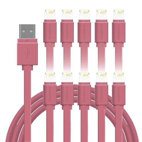جيجاستون 【10 عبوات】 كابل شحن لأجهزة Apple Lightning، شحن سريع 3 أقدام 12 وات، متوافق مع iPhone وiPad، الشحن فقط، مزامنة البيانات غير مدعومة، وردي in Kuwait