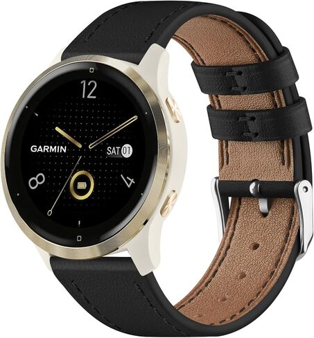 Vanjua Band for Garmin Venu 3S / Venu 2S / Vivoactive 4S / Vivomove 3S / Forerunner 265s Watch Bands, 18mm Quick Release Leather Replacement Wristband Sport Strap for Garmin Forerunner 255S / 265S Bands Women Men in Saudi Arabia