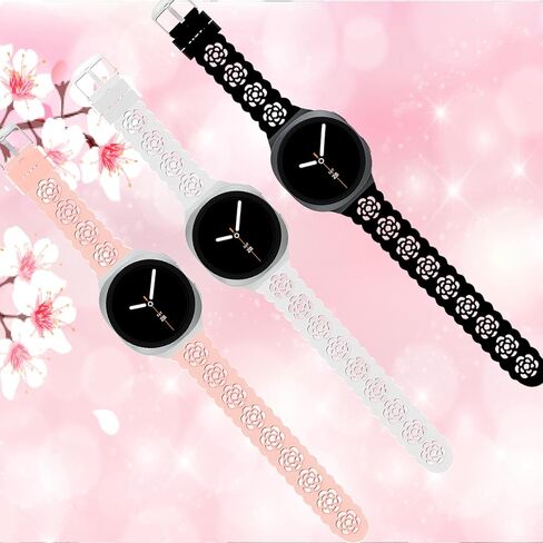 3 Pack Sport Bands Compatible with Samsung Galaxy Watch 8 40mm/44mm/Classic 46mm 2025, Slim Lace Breathable Rose Hollowed-out Soft Silicone Replacement Straps Wristbands for Galaxy Watch8/Classic in Saudi Arabia