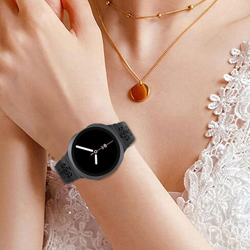 3 Pack Sport Bands Compatible with Samsung Galaxy Watch 8 40mm/44mm/Classic 46mm 2025, Slim Lace Breathable Rose Hollowed-out Soft Silicone Replacement Straps Wristbands for Galaxy Watch8/Classic in Saudi Arabia