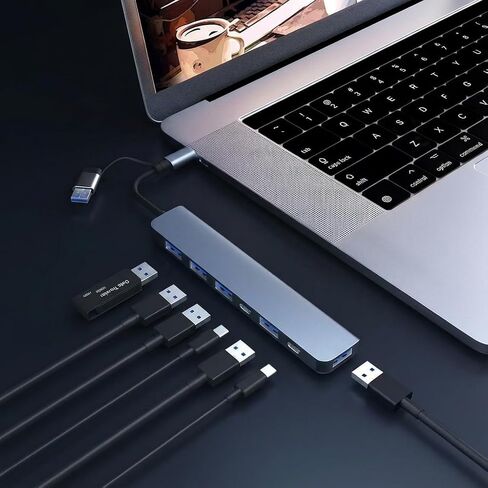 7-in-1 High Speed USB 3.0 Data Transfer Adapter Multiport Expansion with Type-C and USB-A Connectors in Saudi Arabia