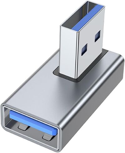 USB Male to Female 90 Degree Right Extension Adapter USB Upward Connector Data Sync for Laptop PC Fan in Saudi Arabia