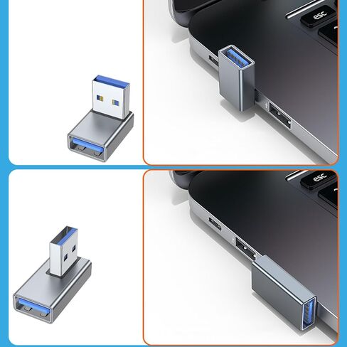 USB Male to Female 90 Degree Right Extension Adapter USB Upward Connector Data Sync for Laptop PC Fan in Saudi Arabia