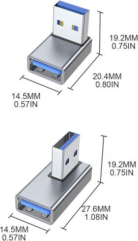 USB Male to Female 90 Degree Right Extension Adapter USB Upward Connector Data Sync for Laptop PC Fan in Saudi Arabia