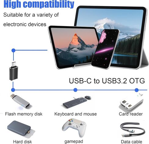 USB-C Male to USB 3.2 Female Adapter, Compatible with iPhone 16 Pro Max, iMac 2021, iPad Pro 2021, MacBook Pro/Air, Type-C & Thunderbolt 3 Devices- 2 Pack Black in Saudi Arabia