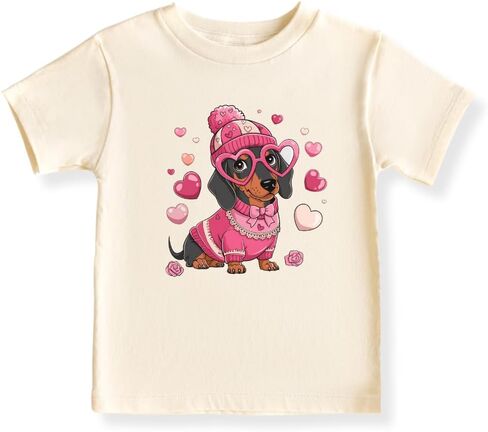 تي شيرت لطيف من Dachshund للأطفال الصغار تي شيرت عيد الحب للأطفال، بدلة لطيفة للكلاب، هدية الحب Dachshund in Kuwait