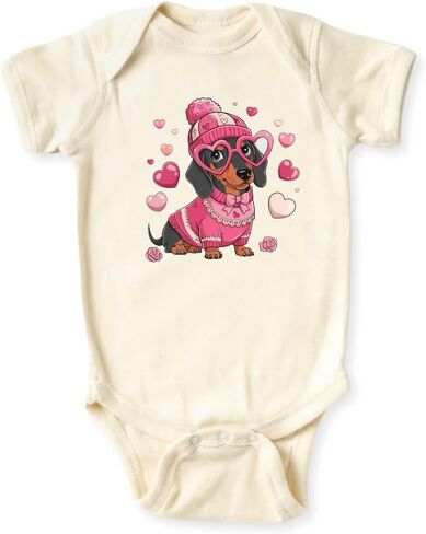 Cute Dachshund Tee for Kids Toddler Tshirt Valentines Baby Bodysuit Cute Dog Outfit Love Dachshund Gift in Saudi Arabia