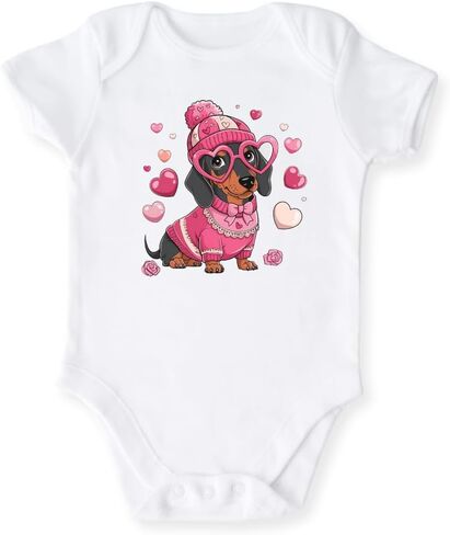 Cute Dachshund Tee for Kids Toddler Tshirt Valentines Baby Bodysuit Cute Dog Outfit Love Dachshund Gift in Saudi Arabia
