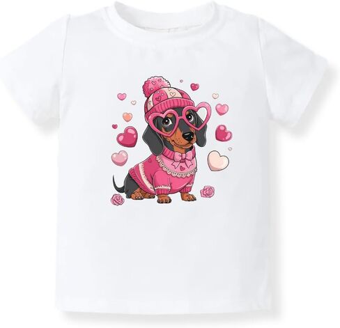 Cute Dachshund Tee for Kids Toddler Tshirt Valentines Baby Bodysuit Cute Dog Outfit Love Dachshund Gift in Saudi Arabia