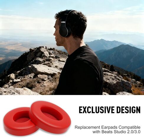 وسائد أذن بديلة متوافقة مع سماعات Beats Studio 3 وStudio 2 (B0501، B0500)، وسائد إسفنجية عازلة للضوضاء، مادة جلدية ناعمة من البروتين. تشتمل على أداة فك، باللون الأحمر in Saudi Arabia