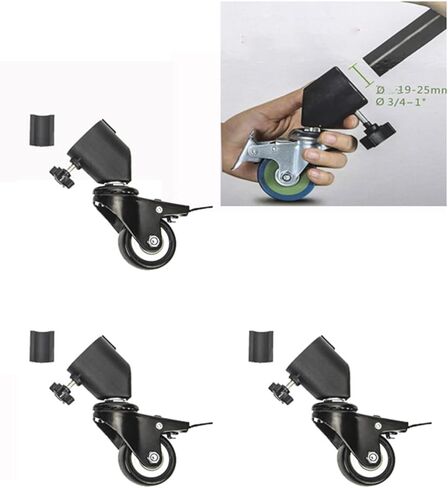 3Pcs 25MM Diameter Photo Studio Caster Wheel Tripod Pulley Heavy Duty for Light Stand Studio Boom Easy Installation Studio Lighting Casters in Saudi Arabia
