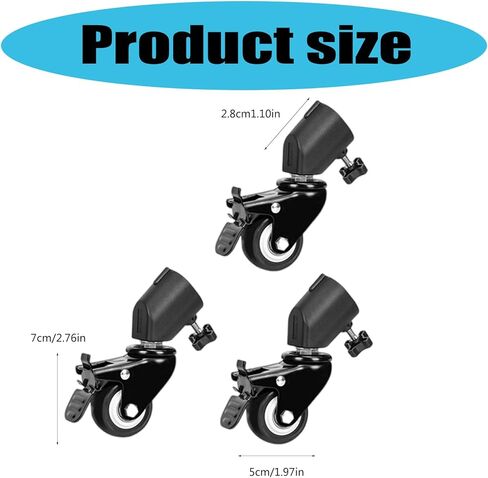3Pcs 25MM Diameter Photo Studio Caster Wheel Tripod Pulley Heavy Duty for Light Stand Studio Boom Easy Installation Studio Lighting Casters in Saudi Arabia