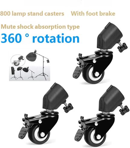 3Pcs 25MM Diameter Photo Studio Caster Wheel Tripod Pulley Heavy Duty for Light Stand Studio Boom Easy Installation Studio Lighting Casters in Saudi Arabia