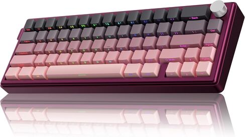 KY65 Wireless Mechanical Keyboard,65% Gasket Hot Swappable Custom Keyboard,RGB Backlit,Pre-lubed Gateron Switches,Side Printed PBT Keycaps,2.4GHz/TYPE-C/BT5.0 Mechanical Gaming Keyboards, Pink&Black in Saudi Arabia