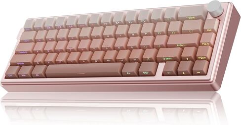 KY65 Wireless Mechanical Keyboard,65% Gasket Hot Swappable Custom Keyboard,RGB Backlit,Pre-lubed Gateron Switches,Side Printed PBT Keycaps,2.4GHz/TYPE-C/BT5.0 Mechanical Gaming Keyboards, Pink&Black in Saudi Arabia