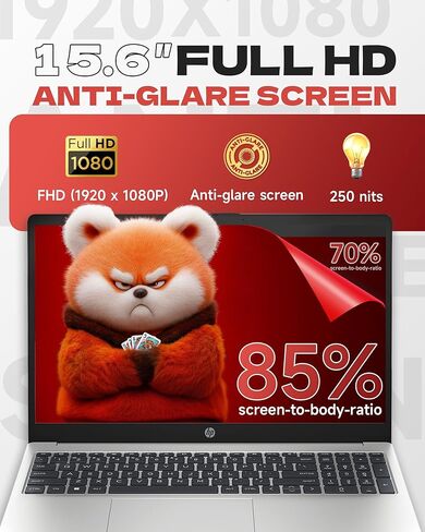 HP Laptop 250 G10, 13th Gen Intel i7-1355U (10-Core, Up to 5.0GHz), 15.6" FHD Display, 16GB RAM, 512GB SSD, Numeric Keypad, Webcam, Windows 11 Pro, WiFi 6, Bluetooth, for Business & Student in Kuwait