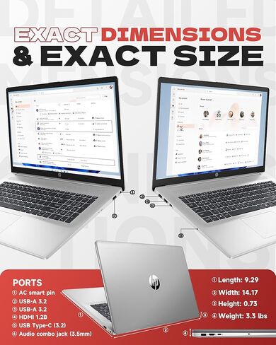 HP Laptop 250 G10, 13th Gen Intel i7-1355U (10-Core, Up to 5.0GHz), 15.6" FHD Display, 16GB RAM, 512GB SSD, Numeric Keypad, Webcam, Windows 11 Pro, WiFi 6, Bluetooth, for Business & Student in Kuwait
