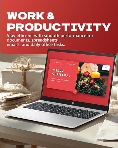 HP Laptop 250 G10, 13th Gen Intel i7-1355U (10-Core, Up to 5.0GHz), 15.6" FHD Display, 16GB RAM, 512GB SSD, Numeric Keypad, Webcam, Windows 11 Pro, WiFi 6, Bluetooth, for Business & Student in Kuwait