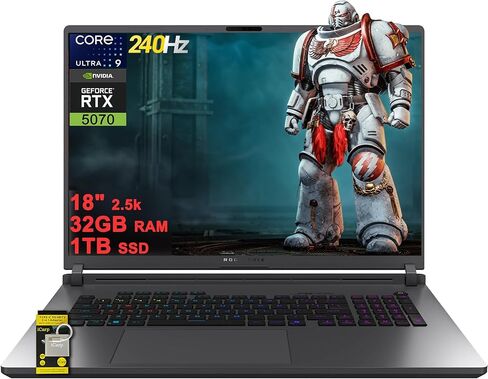 ASUS ROG Strix G18 G815 Gaming AI Laptop 18" 2560x1600 240 هرتز (100% DCI-P3) Intel 24-core Ultra 9 275HX 64GB RAM 1TB SSD GeForce RTX 5070 (ما يصل إلى 798 AI Tops) RGB Backlit WiFi7 Win11 ICP Hub/Copilot AI in Kuwait